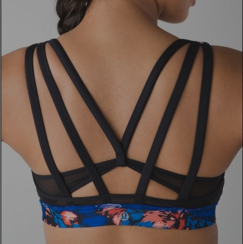 Lululemon Energy Bra *Exhale, Size 4, Mini Paint Storm Harbour Blue Multi